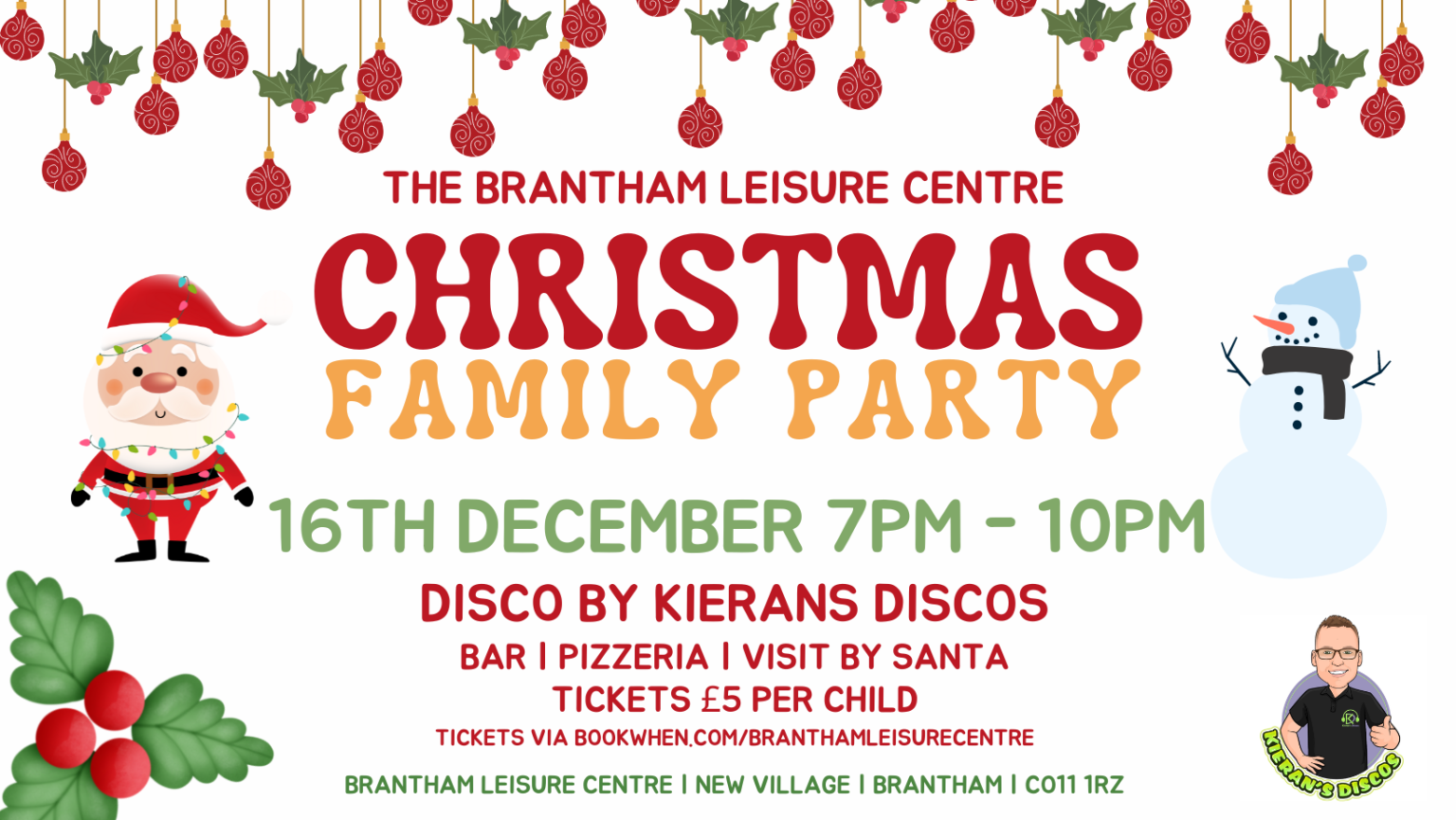 CHRISTMAS FAMILY PARTY Brantham Leisure Centre